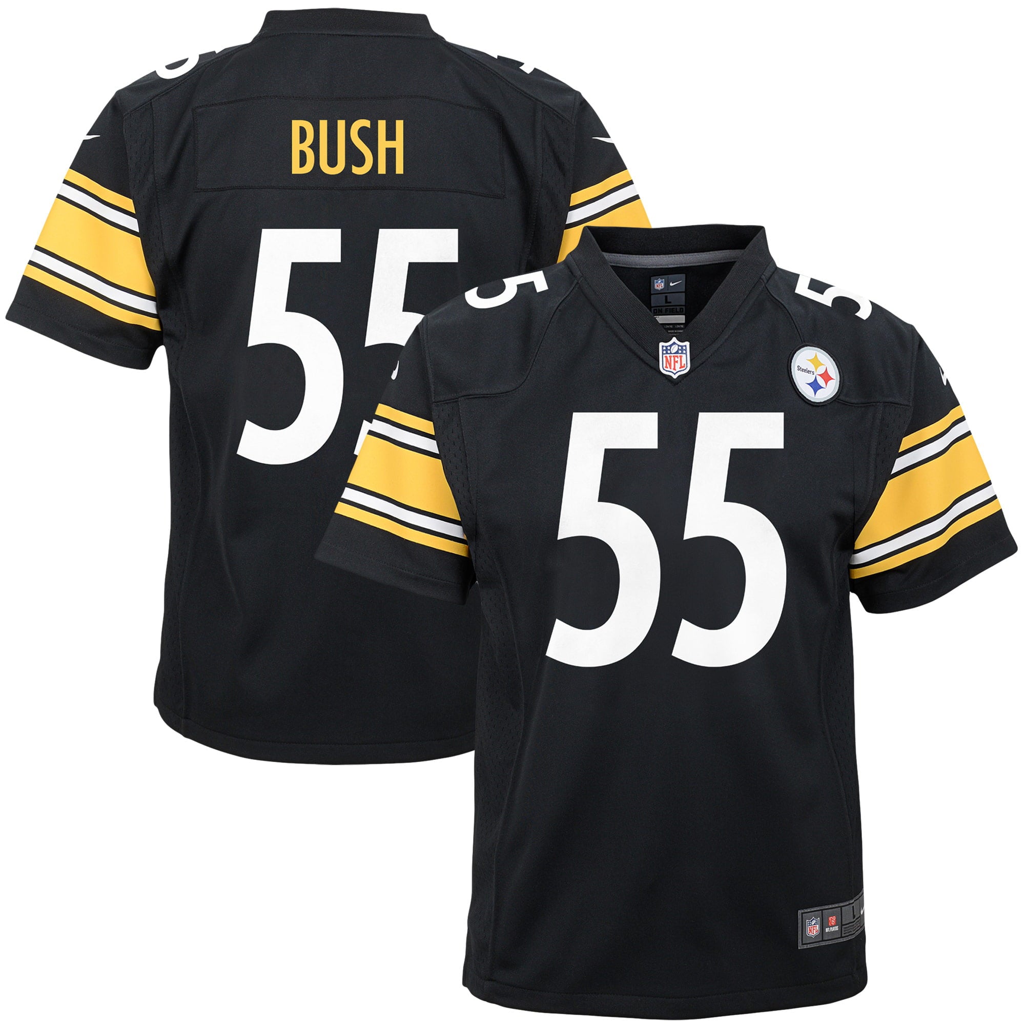 Nike Pittsburgh Steelers No55 Devin Bush Black Team Color Men's Stitched NFL Limited Rush Drift Fashion Jersey